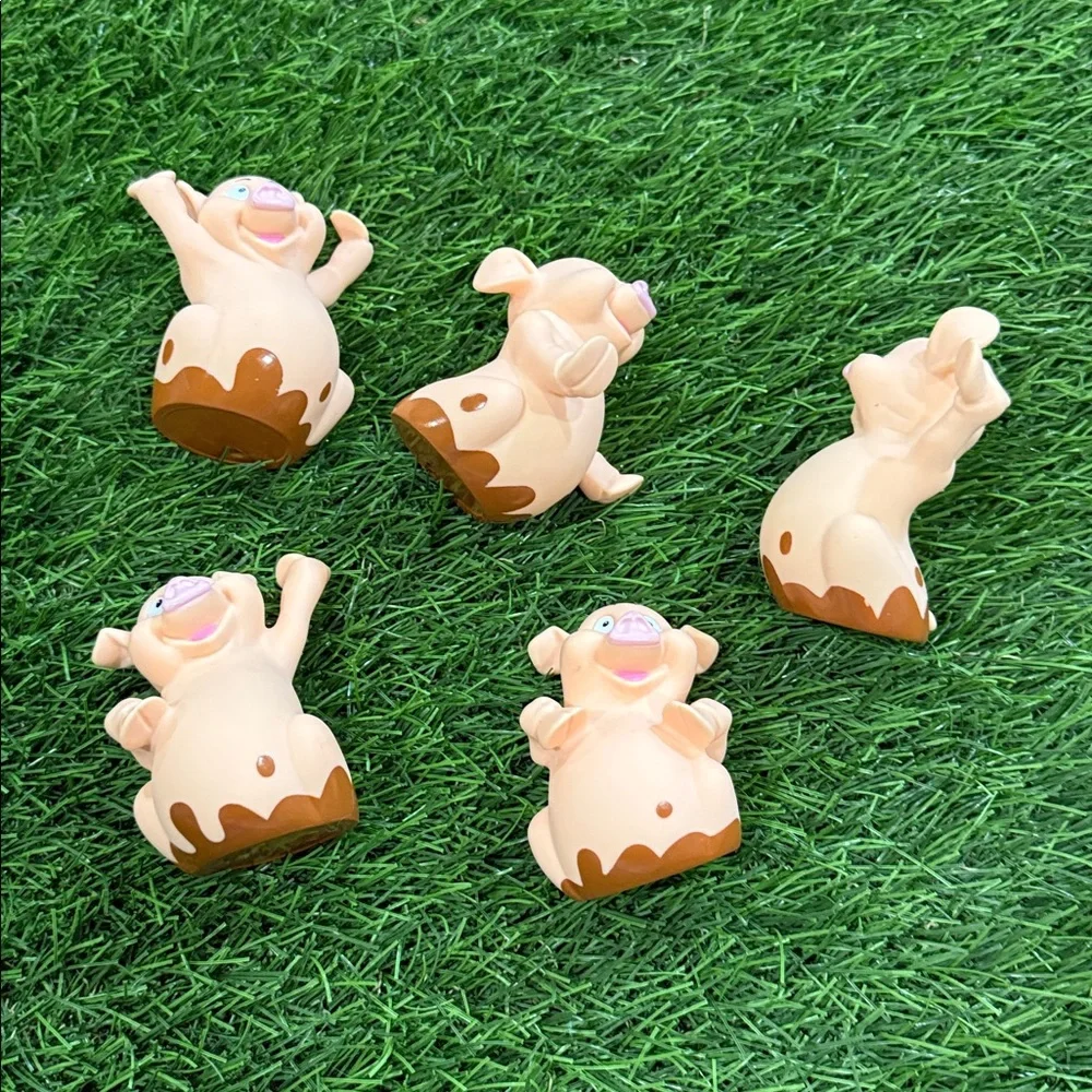 5 Rubber Pigs In Mud - Cake Toppers
